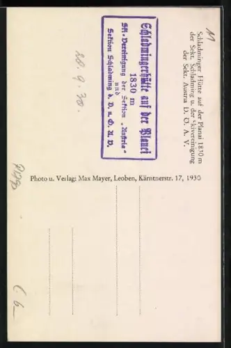 AK Schladming, Schladminger Hütte auf der Planei, Blick gegen Dachstein