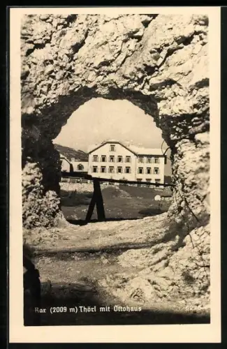 AK Ottohaus mit Thörl durch Felsloch, Rax