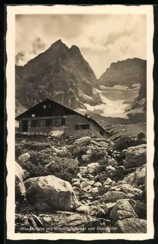 AK Blaueishütte mit Blaueisgletscher und Hochkalter