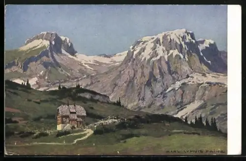 Künstler-AK Sonnschienhütte auf dem Ebenstein