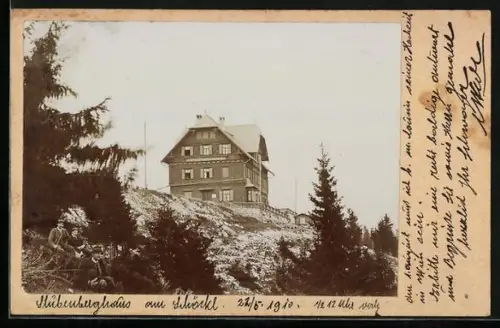 AK Stubenberghaus am Schöckl mit zwei Ausflüglern