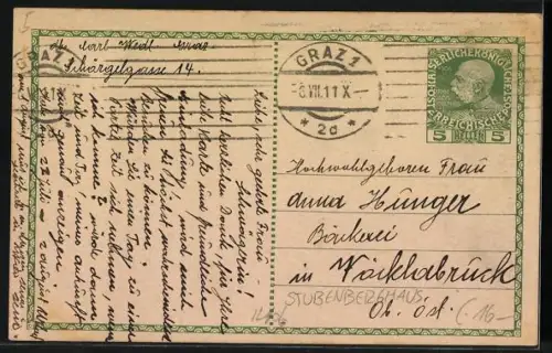 AK Stubenberghaus am Schöckl mit zwei Ausflüglern
