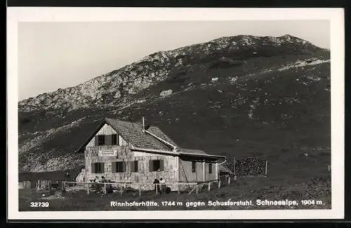 AK Rinnhoferhütte auf der Schneealpe gegen Schusterstuhl