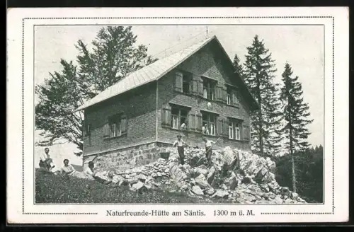AK Naturfreunde-Hütte am Säntis mit Ausflüglern