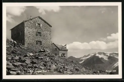 AK Breslauer Haus im Oetztal mit Blick in die Berge