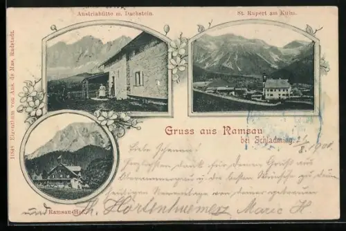 AK Austriahütte mit Dachstein, Hotel Ramsan-Hof, St. Rupert am Kulm