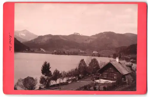 Fotografie J. Rögl, Mariazell, Ansicht Mariazell, Blick über den Erlaf See mit Wohnhaus
