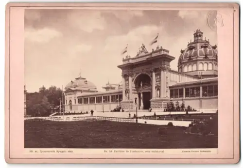 Fotografie Assc. de l`expos. National, Ansicht Budapest, Landesausstellung 1885, Pavillon de l`industrie, cote occidenta