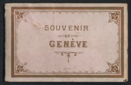 Leporello-Album 16 Lithographie-Ansichten Geneve / Genf, Rue du Mont-Blanc, Tour de L`Ile, Hotel des Poste, vue Generale
