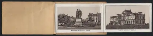 Leporello-Album 16 Lithographie-Ansichten Geneve / Genf, Rue du Mont-Blanc, Tour de L`Ile, Hotel des Poste, vue Generale
