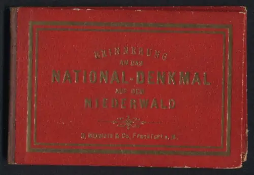 Leporello-Album 12 Lithographie-Ansichten Niederwald Denkmal, Kaiser-Relief, Rhein und Mosel, Assmannshausen, Bingen