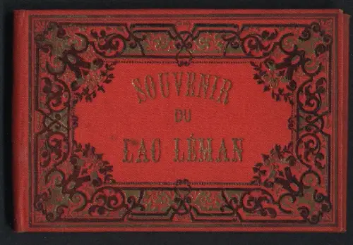 Leporello-Album 24 Lithographie-Ansichten Lac Leman, Thonon, Evian, Chemin de Fer, Clarens, Vevey, Lausanne