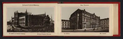 Leporello-Album 14 Lithographie-Ansichten Köln, Dom, Flora, Wallraf-Museum, Gürzenich, Apostelnkirche, Rathaus