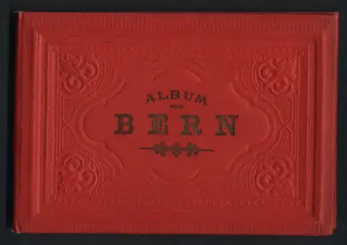 Leporello-Album 16 Lithographie-Ansichten Bern, Spitalgasse, Marktgasse, Bärenbrunnen, Bundespalais Kornhausbrücke