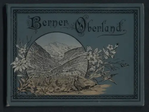 Leporello-Album 21 Lithographie-Ansichten Berner Oberland, Meiringen, Brienz, Grindelwald, Eiger Mönch Jungfrau, Panoram