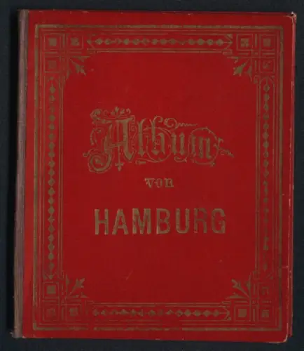 Leporello-Album 26 Lithographie-Ansichten Hamburg, Helgoländer Tracht, Elbbrücke, Kunsthalle, Alterbassin, Jungfernstieg