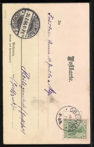 Lithographie Dame in Tracht mit Thüringer Klössen