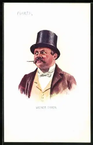 Künstler-AK sign. J.L.: Wiener Typen, Fiaker, Wiener Droschkenkutscher