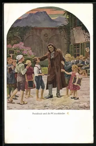 AK Pädagoge Johann Heinrich Pestalozzi mit seinen Waisenkindern