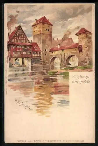 Künstler-AK P. Schmohl: Nürnberg, Partie am Henklersteig
