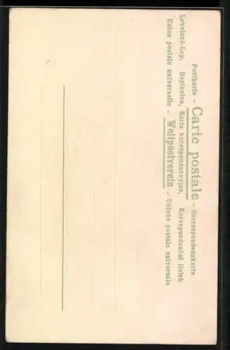 Lithographie Liebespaar auf Maultieren