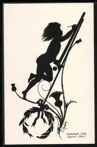 Künstler-AK Diefenbach: Schattenbild Göttliche Jugend 1. Blatt 7