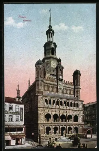 AK Posen / Poznan, Strassenpartie am Rathaus