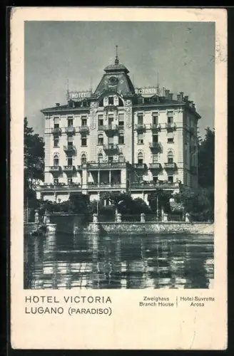 AK Lugano, Hotel Victoria vom See aus gesehen