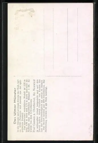 AK Modellbau des Ulmer Münsters von Paul Gansen