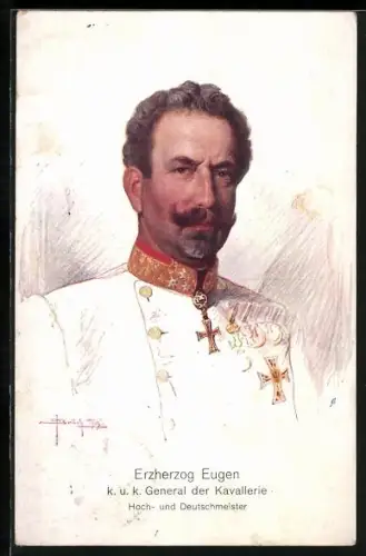 Künstler-AK Erzherzog Eugen von Österreich in Uniform