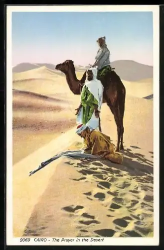 AK arabische Volkstypen mit Kamel in der Wüste