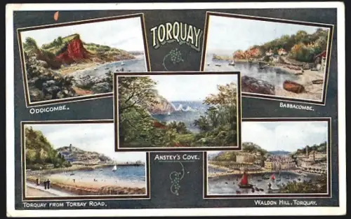 Künstler-AK Torquay, Oddicombe, Babbacombe, Ansteys Cove