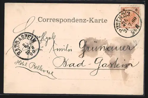 AK Wien, Fünfhaus, Fünfhauserkirche im Blumen-Passepartout