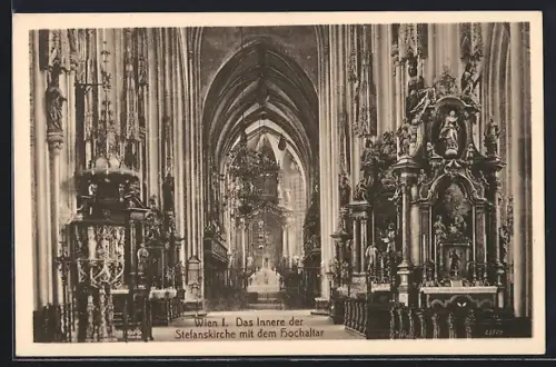 AK Wien, Das innere der Stefanskirche mit dem Hochaltar