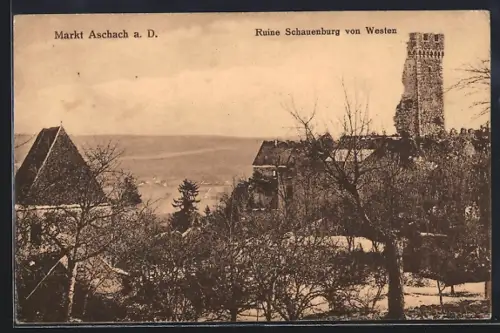 AK Aschach a. D., Ruine Schauenburg von Westen