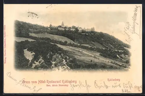 AK Wien-Kahlenberg, Blick zum Hotel-Restaurant Kahlenberg