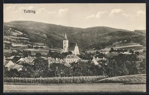 AK Tulbing, Ortsansicht mit Kirche