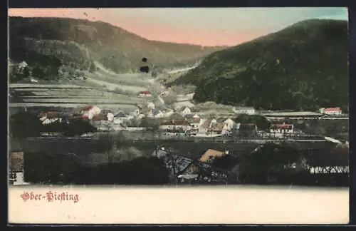 AK Waldegg /N.-Oe., Ober-Piesting, Ortspartie mit Talblick