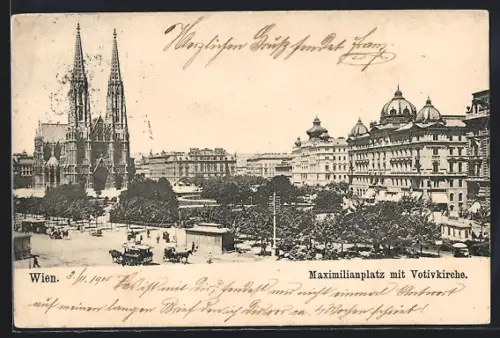 AK Wien, Maximilianplatz mit Votivkirche