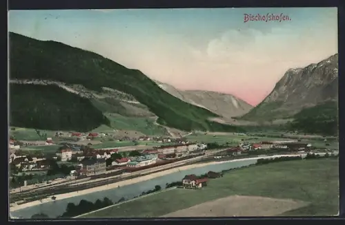 AK Bischofshofen, Ortsansicht mit Talblick