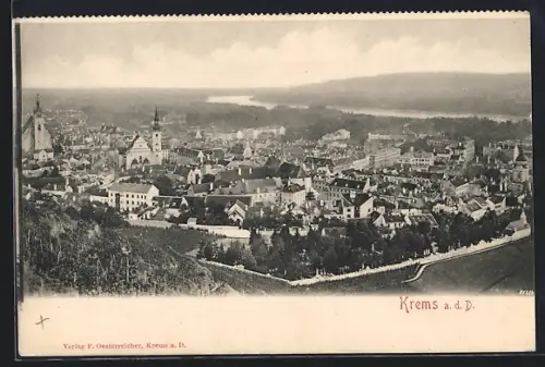 AK Krems a. d. D., Ortsansicht aus der Vogelschau