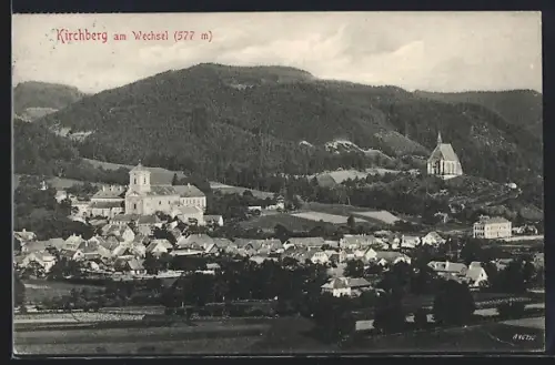 AK Kirchberg am Wechsel, Ortsansicht mit Wald