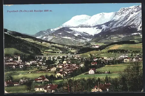 AK Payerbach, Gesamtansicht mit der Raxalpe