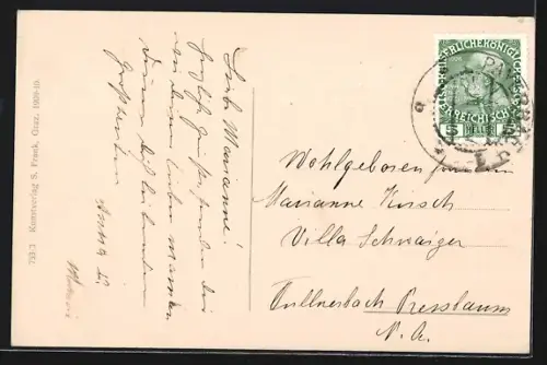 AK Payerbach, Gesamtansicht mit der Raxalpe