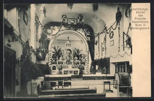 AK Wien, Anbetungskirche der Franziskanerinner in der Gartengasse 4
