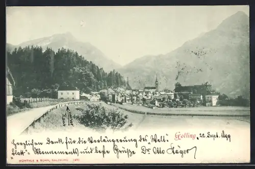AK Golling, Teilansicht mit Kirche