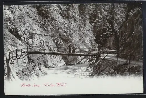 AK Mürzsteg, Todtes Weib, Flusspartie mit Brücke