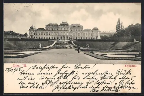 AK Wien, Belvedere mit Gartenanlage