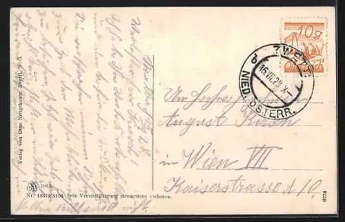 AK Zwettl /N.-Ö., Ortsansicht mit Kirche