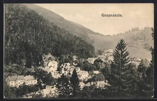 AK Gutenstein, Ortsansicht vom Berg aus